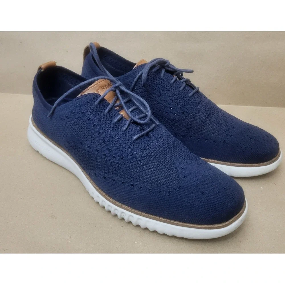 Cole Haan 2 Zerogrand (Sz 12 M) Stitchlite Blue Mens Knit Grand OS Wingtip